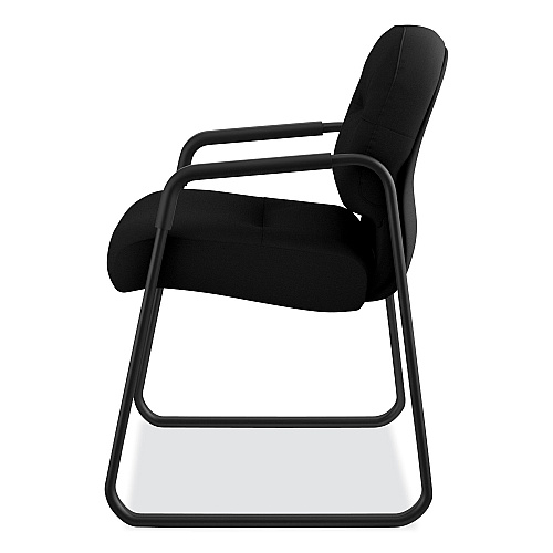 HON Pillow-Soft 2090 Series Guest Arm Chair, Fabric Upholstery, 23.25" x 28" x 36", Black Seat, Black Back, Black Base (2093CU10T)