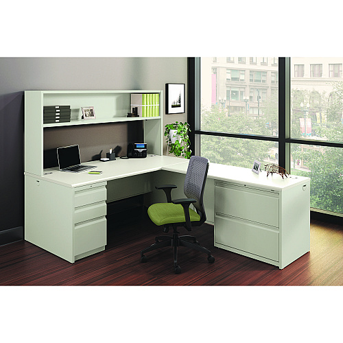 HON 38000 Series Desk Shell, 60" x 30" x 30", Light Gray/Silver (38932B9Q)