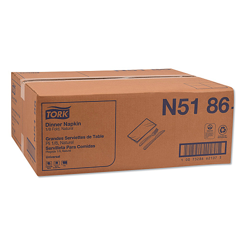 Tork Universal One-Ply Dinner Napkins, 1-Ply, 15" x 17", Natural, 250/Pack, 12PK/CT (N5186)