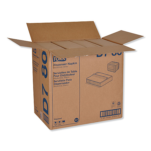 Tork&reg; Masterfold Dispenser Napkins, 1-Ply, 500 Napkins, 12 Packs (D780)