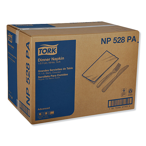 Tork&reg; Advanced Dinner Napkins, 2-Ply, White, 100 Napkin Pack, 28 Packs (NP528PA)
