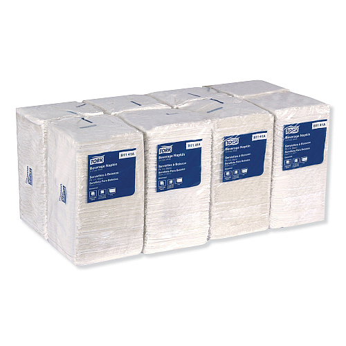 Tork&reg; Beverage Napkins, 1-Ply, 500 Napkin Pack, 8 Packs (B1141A)