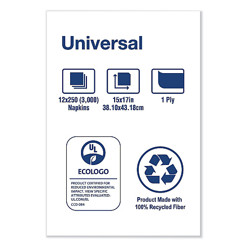 Tork Universal One-Ply Dinner Napkins, 1-Ply, 15" x 17", Natural, 250/Pack, 12PK/CT (N5186)