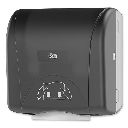 Tork Mini Mechanical Hand Towel Roll Dispenser, For H71 System, 11.75 x 7.5 x 12.5, Black (774728)