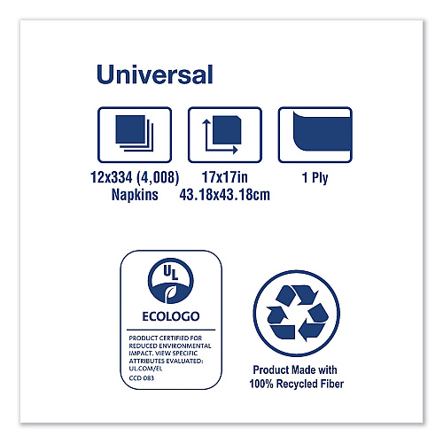 Tork&reg; Universal Dinner Napkins, White, 334 Napkin Pack, 12 Packs (N7141A)