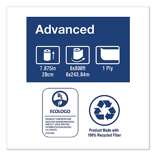 Tork&reg; Advanced Hardwound Roll Paper Towels, White, 800-ft., 6 Rolls (RB800)