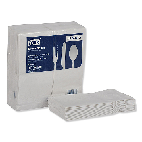 Tork&reg; Advanced Dinner Napkins, 2-Ply, White, 100 Napkin Pack, 28 Packs (NP528PA)