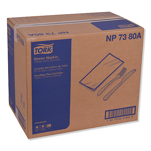 Tork&reg; Advanced Dinner Napkin, 3-Ply, White, 290 Napkin Pack, 6 Packs (NP7380A)