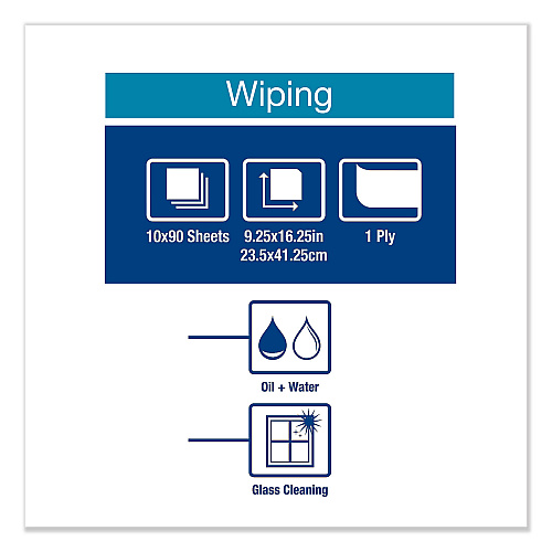 Tork&reg; Heavy-Duty Paper Wiper, 1-Ply, White, 90 Wipers, 10 Boxes (450175)
