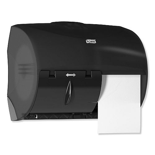 Tork&reg; OptiCore Standard Toilet Paper Twin Dispenser, 2-Rolls, Black (565728)