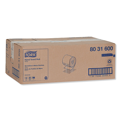 Tork&reg; Hardwound Roll Paper Towels, 1-Ply, White, 630-ft., 6 Rolls (8031600)