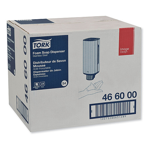 Tork Foam Skincare Manual Dispenser, 1 L Bottle; 33 oz Bottle, 4.25 x 4.25 x 11.38, Stainless Steel (466000)