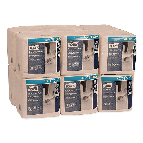 Tork Paper Wiper Plus, 12.5 x 13, White, 1/4 Fold, 90/Pack, 12 Packs/Carton (430150A)