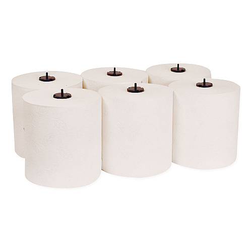 Tork&reg; Soft Matic Hardwound Roll Paper Towels, 1-Ply, White, 6 Rolls (290096)