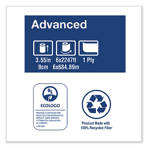 Tork&reg; Advanced Jumbo Toilet Paper, 1-Ply, 2,247-ft., 6 Rolls (11010402)