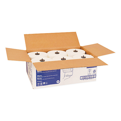 Tork&reg; Soft Matic Hardwound Roll Paper Towels, 1-Ply, White, 6 Rolls (290096)