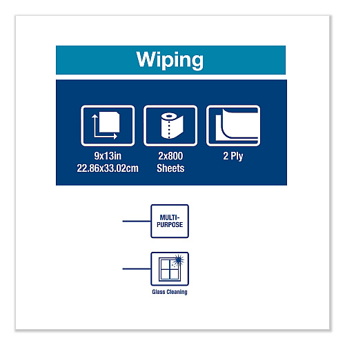 Tork Paper Wiper, Centerfeed, 2-Ply, 9 x 13, White, 800/Roll, 2 Rolls/Carton (130211B)