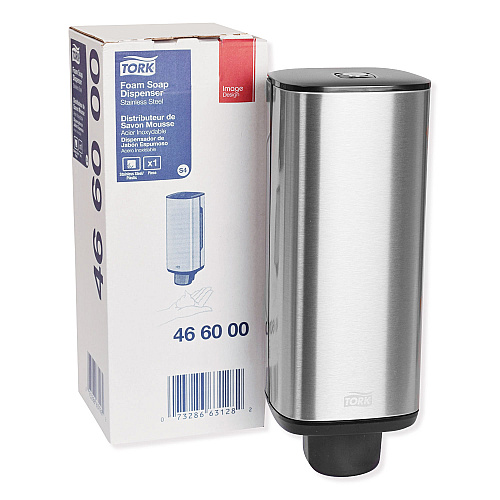 Tork Foam Skincare Manual Dispenser, 1 L Bottle; 33 oz Bottle, 4.25 x 4.25 x 11.38, Stainless Steel (466000)