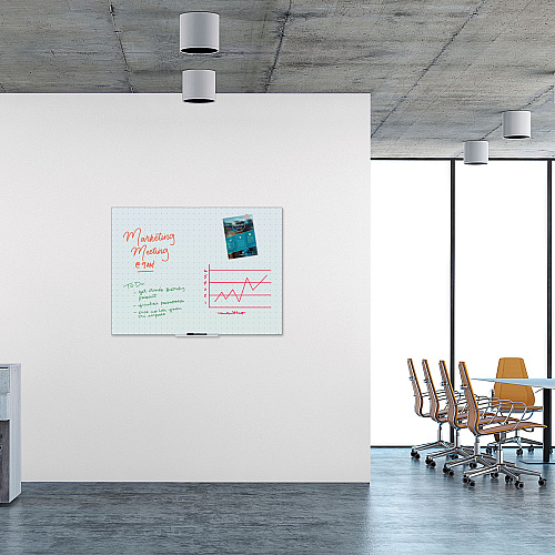 U Brands Floating Glass Ghost Grid Dry Erase Board, 47 x 35, White (2799U0001)