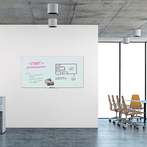 U Brands Magnetic Glass Dry Erase Board Value Pack, 70" x 35", Frosted White (3973U0001)