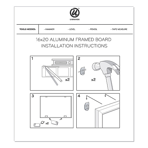 U Brands Magnetic Dry Erase Board, 20 x 16, White Surface, Silver Aluminum Frame (356U0001)