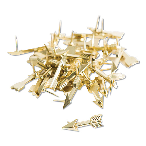 U Brands Fashion Push Pins, Steel, Gold, 0.38", 36/Pack 0.38" Shank - 0.88" Head - Gold - 36 / Pack (3083U0624)