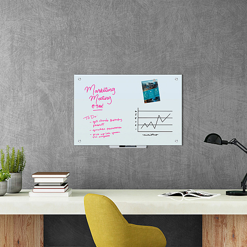 U Brands Magnetic Glass Dry Erase Board Value Pack, 35" x 23", Frosted White (3970U0001)