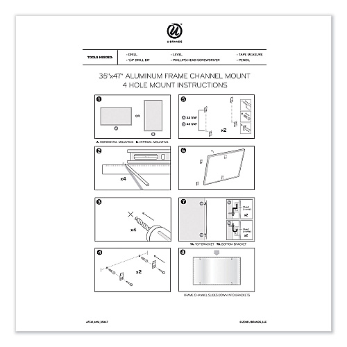 U Brands PINIT Magnetic Dry Erase Undated One Month Calendar, 47 x 35, White (2903U0001)