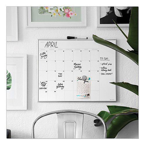 U Brands Magnetic Dry Erase Board, Undated One Month, 20 x 16, White Surface, Silver Aluminum Frame (361U0001)