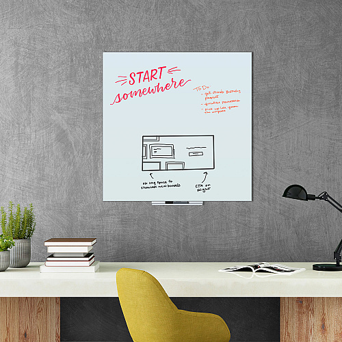 U Brands Floating Glass Dry Erase Undated One Month Calendar, 35 x 35, White (3968U0001)
