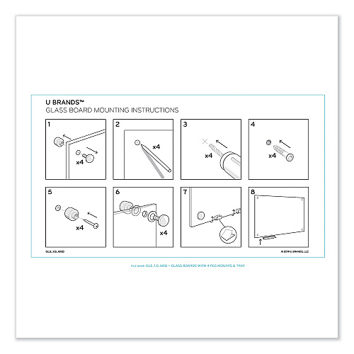 U Brands Magnetic Glass Dry Erase Board Value Pack, 35" x 23", Frosted White (3970U0001)