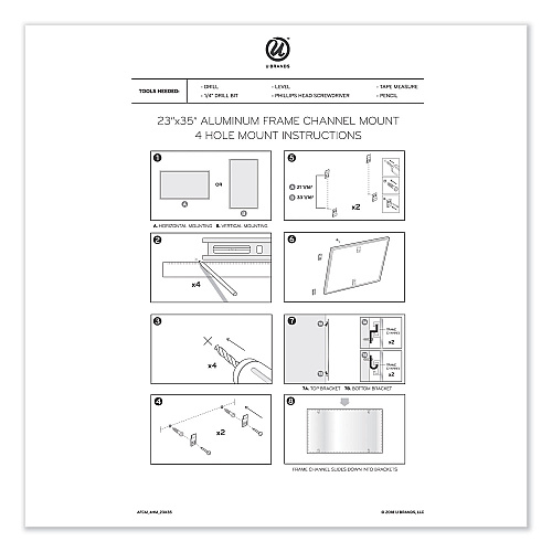 U Brands PINIT Magnetic Dry Erase Undated One Month Calendar, 35 x 23, White (2901U0001)