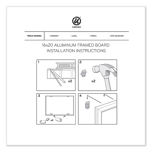 U Brands Magnetic Dry Erase Board, Undated One Month, 20 x 16, White Surface, Silver Aluminum Frame (361U0001)