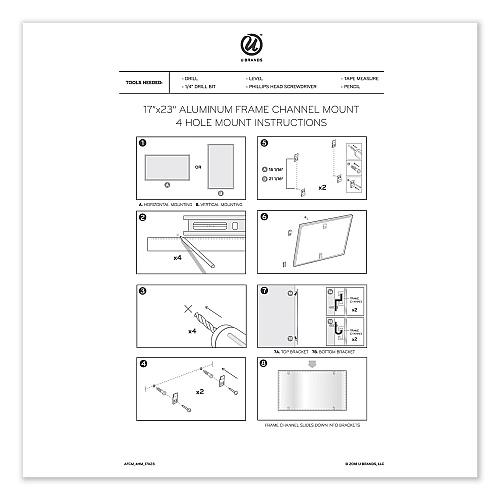 U Brands PINIT Magnetic Dry Erase Board, 23 x 17, White (2804U0001)