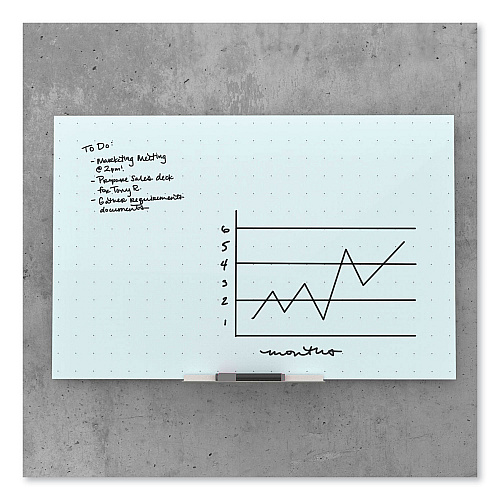 U Brands Floating Glass Ghost Grid Dry Erase Board, 35 x 23, White (2798U0001)