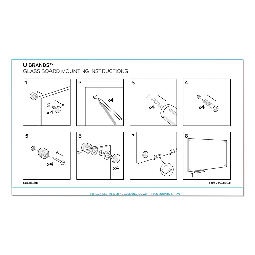 U Brands Magnetic Glass Dry Erase Board Value Pack, 70" x 35", Frosted White (3973U0001)