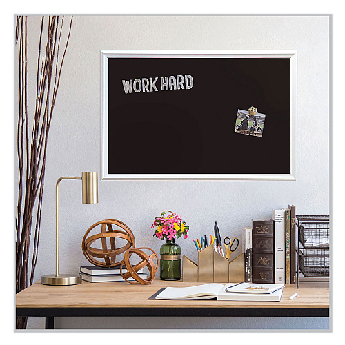 U Brands Magnetic Chalkboard with Decor Frame, 30 x 20, Black Surface, White Wood Frame (2073U0001)