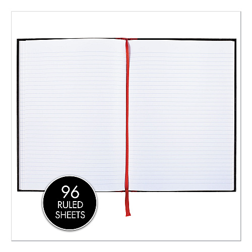 Black n' Red Hardcover Casebound Notebooks, SCRIBZEE Compatible, 1-Subject, Wide/Legal Rule, Black Cover, (96) 11.75 x 8.25 Sheets (D66174)