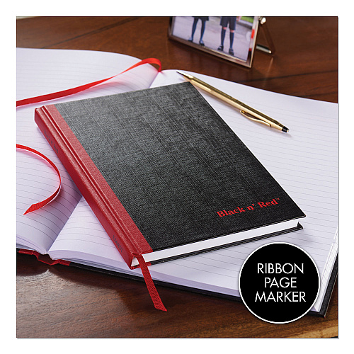 Black n' Red Hardcover Casebound Notebooks, SCRIBZEE Compatible, 1-Subject, Wide/Legal Rule, Black Cover, (96) 11.75 x 8.25 Sheets (D66174)