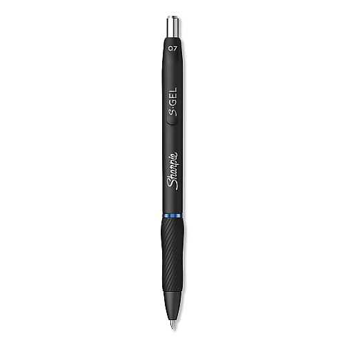 Sharpie S-Gel High-Performance Gel Pen, Retractable, Medium 0.7 mm, Blue Ink, Black Barrel, Dozen (2096152)