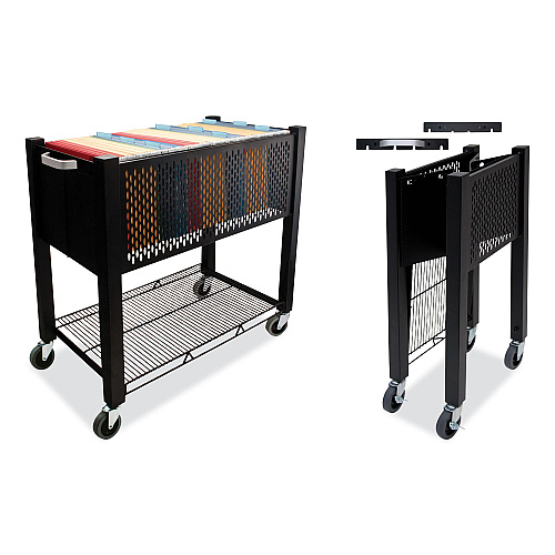 Vertiflex InstaCart File Cart, Metal, 1 Shelf, 1 Bin, 14.25" x 28.5" x 27.75", Black (VF53000)