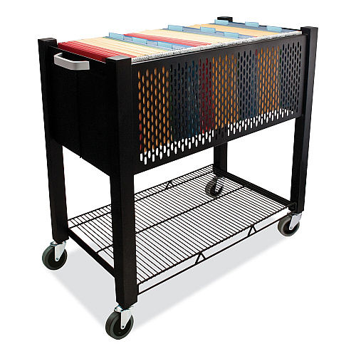 Vertiflex InstaCart File Cart, Metal, 1 Shelf, 1 Bin, 14.25" x 28.5" x 27.75", Black (VF53000)