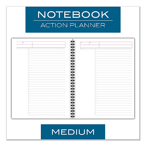 Cambridge Wirebound Guided Action Planner Notebook, 1-Subject, Project-Management Format, Dark Gray Cover, (80) 9.5 x 7.5 Sheets (06122)