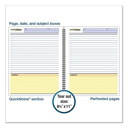 Cambridge Wirebound Guided QuickNotes Notebook, 1-Subject, List-Management Format, Dark Gray Cover, (80) 11 x 8.5 Sheets (06066)