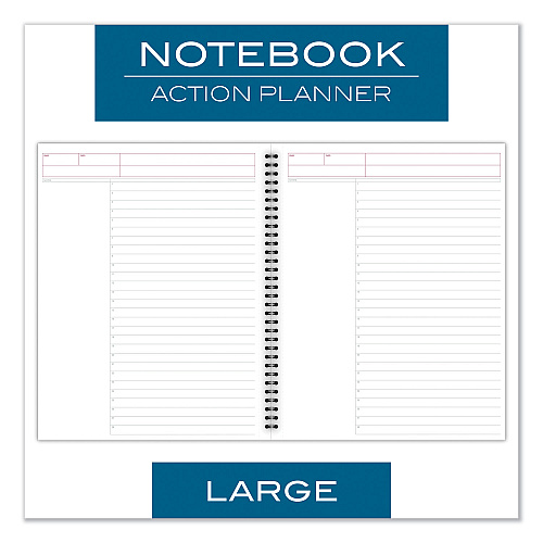 Cambridge Wirebound Guided Action Planner Notebook, 1-Subject, Project-Management Format, Dark Gray Cover, (80) 11 x 8.5 Sheets (06064)