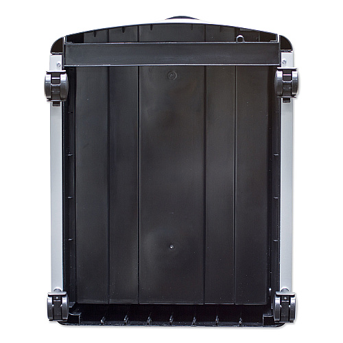 Storex Mobile Filing Cabinet with Metal Siding and Top-Drawer Organizer Tray, 2 Letter File Drawers, Silver/Black, 19" x 15" x 23" (61352U01C)