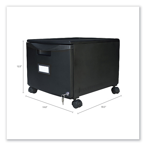 Storex Single-Drawer Mobile Filing Cabinet, 1 Legal/Letter-Size File Drawer, Black, 14.75" x 18.25" x 12.75" (61264B01C)