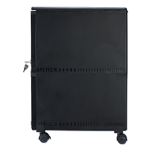 Storex Two-Drawer Mobile Filing Cabinet, 2 Legal/Letter-Size File Drawers, Black, 14.75" x 18.25" x 26" (61312B01C)