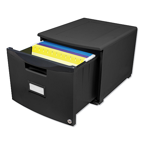 Storex Single-Drawer Mobile Filing Cabinet, 1 Legal/Letter-Size File Drawer, Black, 14.75" x 18.25" x 12.75" (61264B01C)