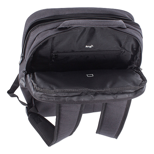 Swiss Mobility Cadence 2 Section Business Backpack, Fits Devices Up to 15.6", Polyester, 6 x 6 x 17, Charcoal (BKP1012SMCH)